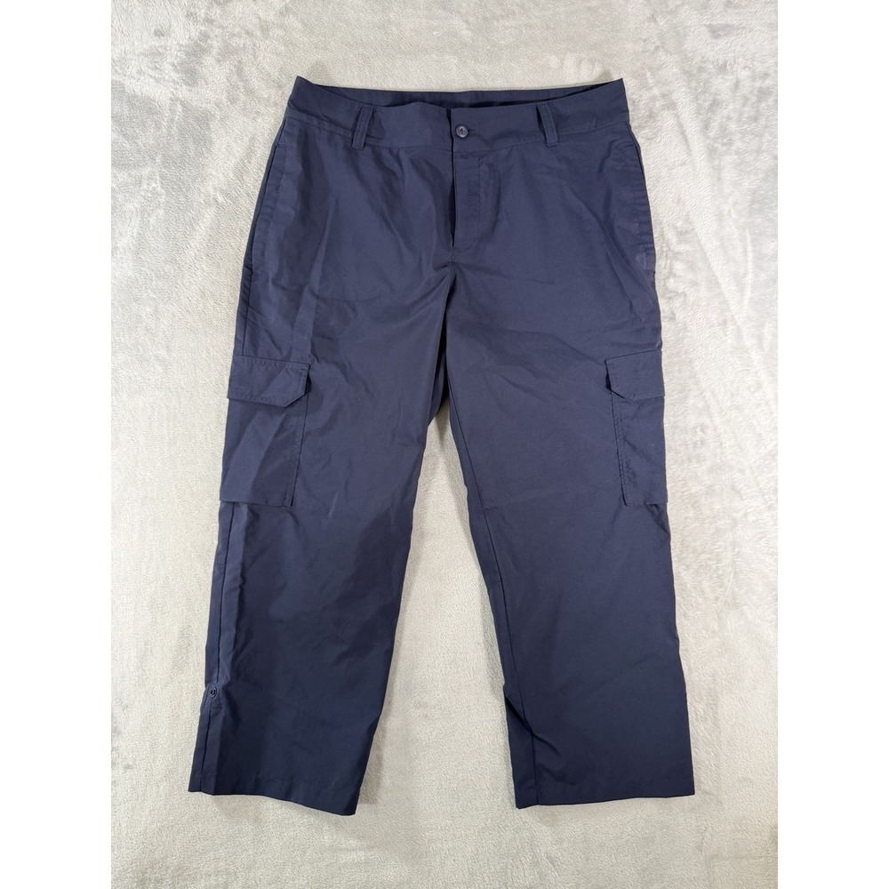 Columbia Silver Ridge Pants Womens 12 Blue Ripstop Utility Capri Hiking Cargo